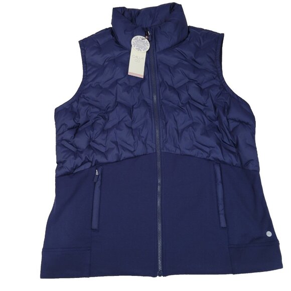 CALIA Cold Dash Run Vest Womens Size XL Blue Full Zip Quilted Jacket Zip Pockets - Picture 1 of 16